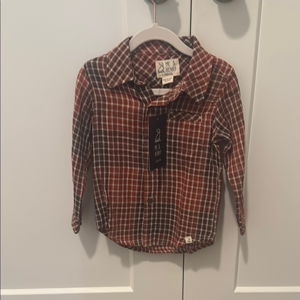 Kids Plaid Shirt - Red and Brown